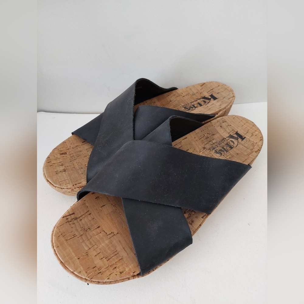 Kork-Ease Navy Criss Cross Cork Sandals Size 8.5